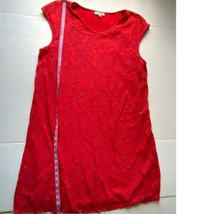 Floral Lace Midi Sheath Dress By Max Studio, Sz XL, Cap Sleeves, Red, Iconic